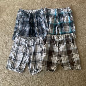 Lot of 4 Arizona Bermuda Cargo Short Plaid White Gray Blue 100% Cotton Men's 34